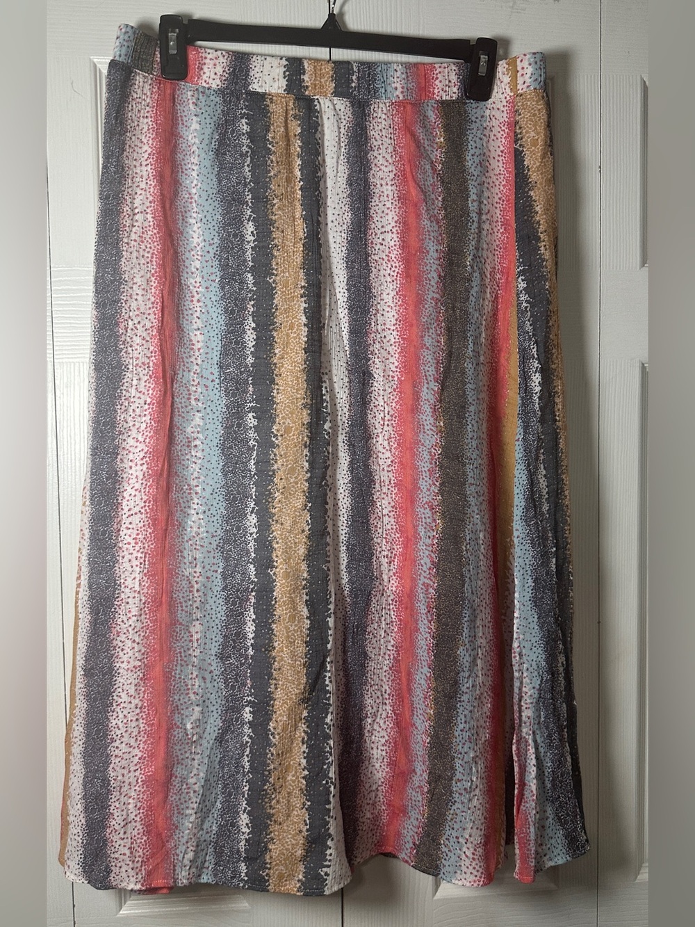 Hope & Harlow Striped Multicolor Maxi Skirt - Coral, Blue & Tan